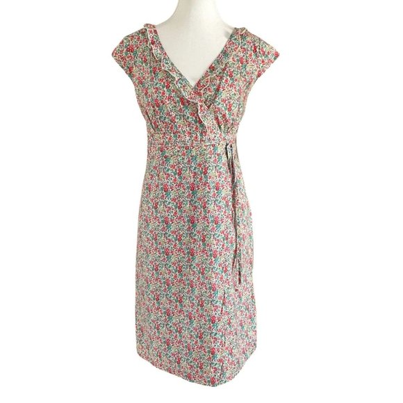 LIBERTY ART FABRICS Dresses & Skirts - LIBERTY ART FABRICS 100% COTTON CAP SLEEVE EMPIRE WAIST FLORAL MIDI DRESS - 12